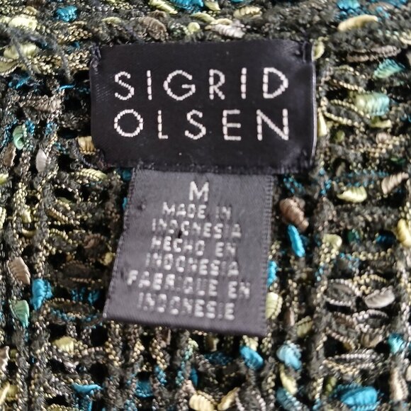 SIGRID OLSEN BUTTON FRONT CARDIGAN MULTI COLORED SIZE MEDIUM - Picture 2 of 8